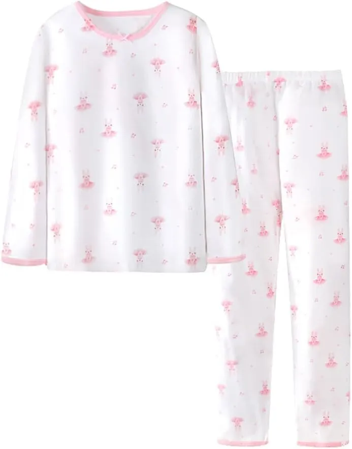 ABALACOCO Big Girls Boys 3 Sets (6pcs) Cotton Longs Sleeve Undershirts Autumn Winter Thermal Underwear Pants Suit 4-10T