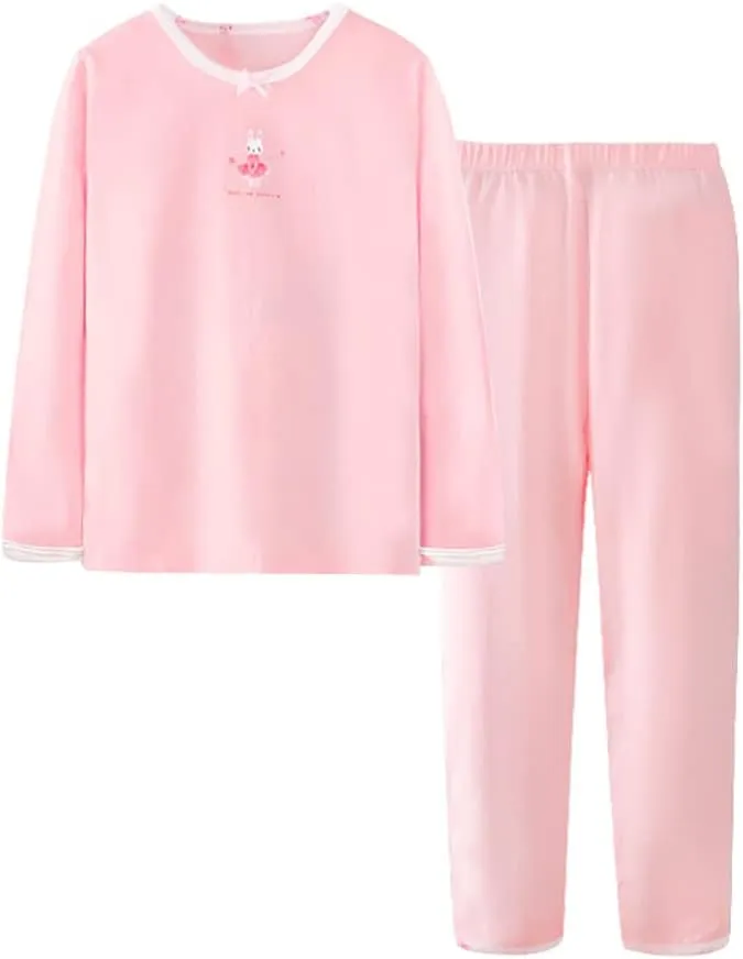 ABALACOCO Big Girls Boys 3 Sets (6pcs) Cotton Longs Sleeve Undershirts Autumn Winter Thermal Underwear Pants Suit 4-10T
