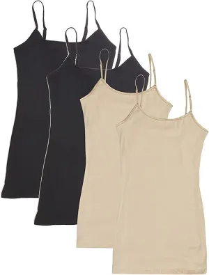 Active Basics Women's Camisole 8745 - 4 PACK: (2)BLACK(2)BEIGE, XL