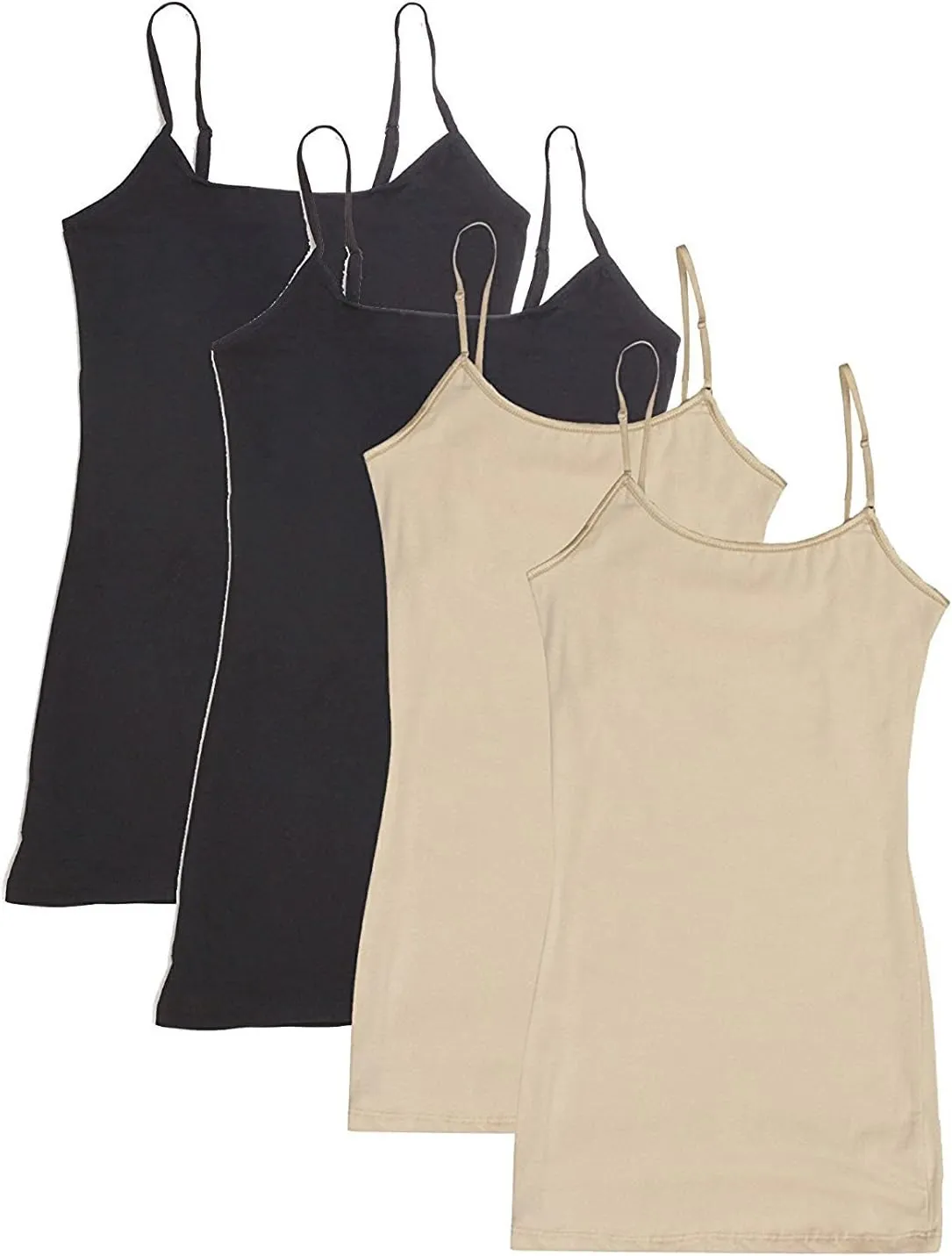 Active Basics Women's Camisole 8745 - 4 PACK: (2)BLACK(2)BEIGE, XL
