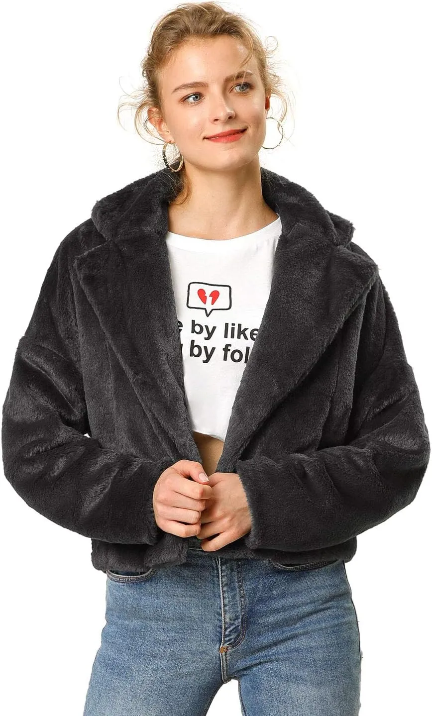 Allegra K Women's Winter Wedding Faux Fur Bolero Jacket Loose Formal Faux Fur Coat