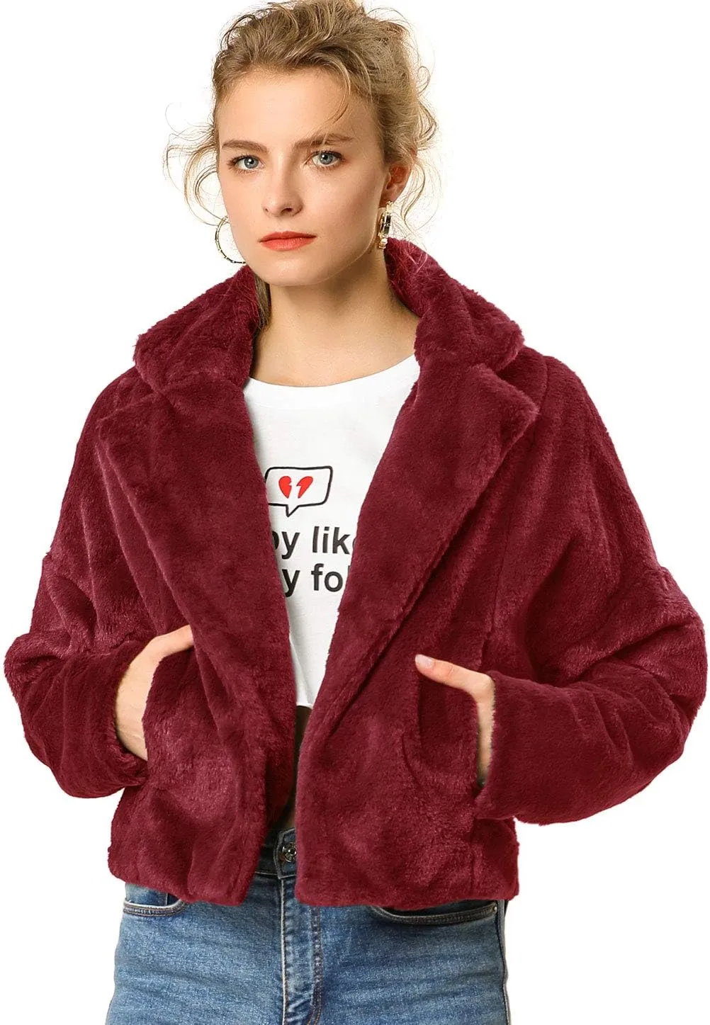 Allegra K Women's Winter Wedding Faux Fur Bolero Jacket Loose Formal Faux Fur Coat