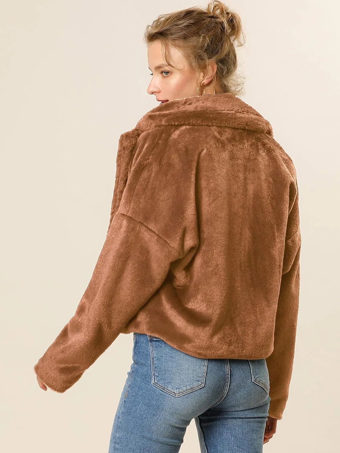 Allegra K Women's Winter Wedding Faux Fur Bolero Jacket Loose Formal Faux Fur Coat