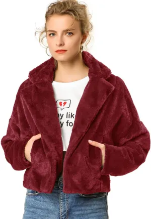 Allegra K Women's Winter Wedding Faux Fur Bolero Jacket Loose Formal Faux Fur Coat