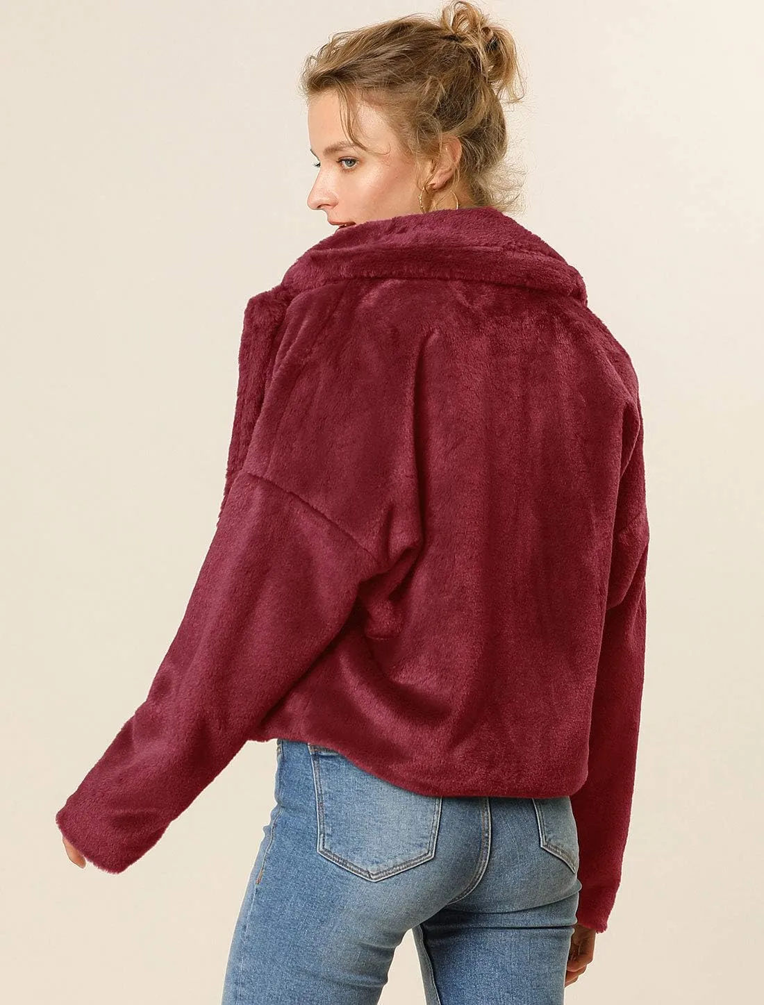 Allegra K Women's Winter Wedding Faux Fur Bolero Jacket Loose Formal Faux Fur Coat