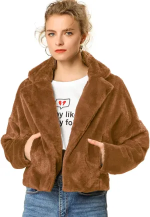 Allegra K Women's Winter Wedding Faux Fur Bolero Jacket Loose Formal Faux Fur Coat