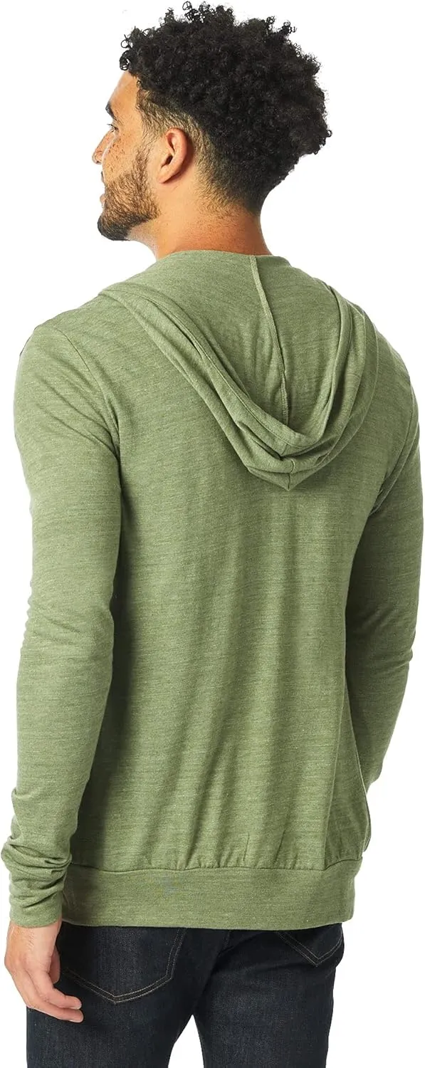 Alternative Men's Hoodie, Eco Zip Up Camo Triblend Jersey Hooded Sweatshirt