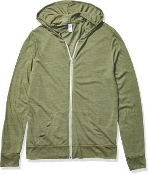 Alternative Men's Hoodie, Eco Zip Up Camo Triblend Jersey Hooded Sweatshirt