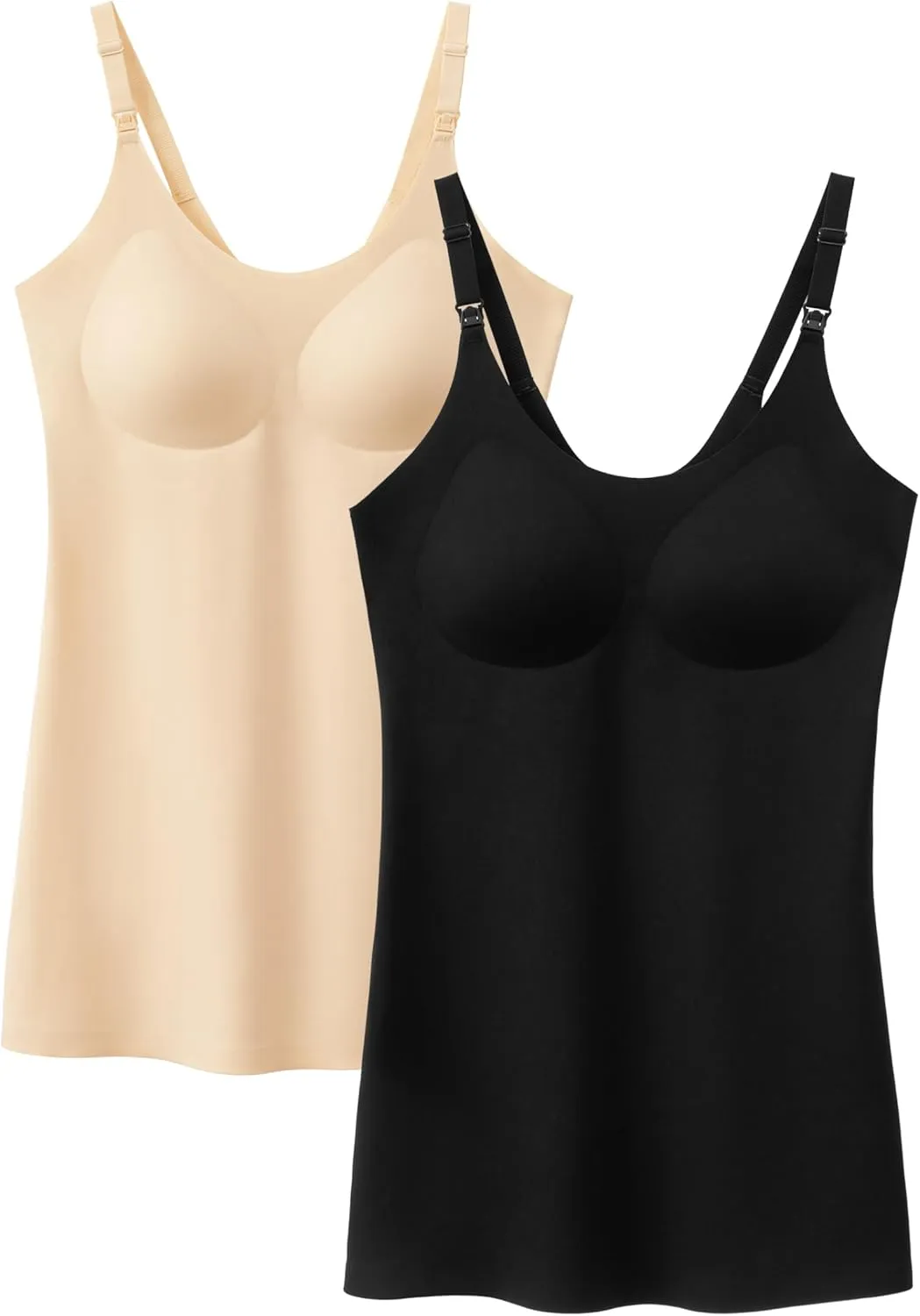 Angelhood Maternity Nursing Tank Tops for Breastfeeding, Women's Seamless Nursing Maternity Cami Built in Bra