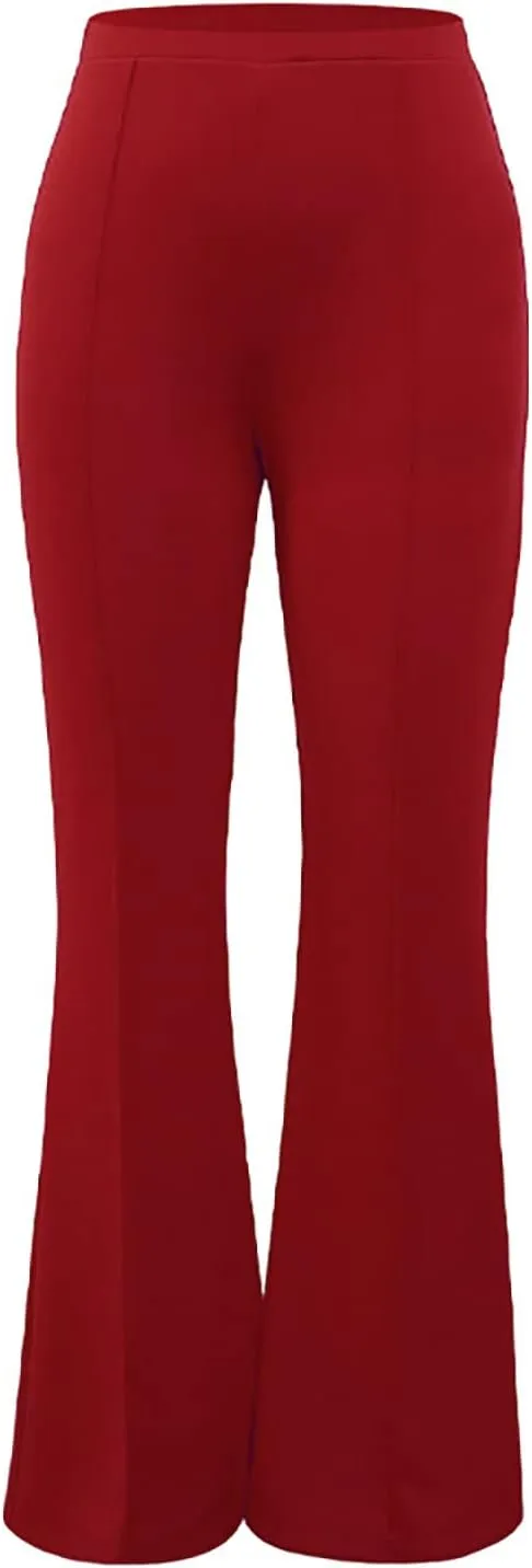 Anjikang Stretchy Flare Pants for Women High Elastic Waist Wide Leg Long Trousers Loose Trendy Casual Pants with Pockets