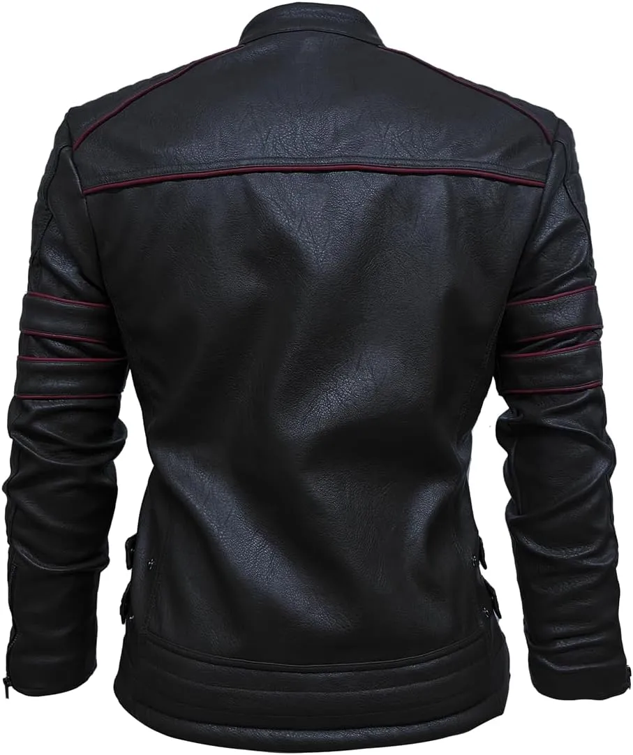 Apocrypha Mens Faux Leather Biker Coat Leather Motorcycle Jacke Bomber Jacket