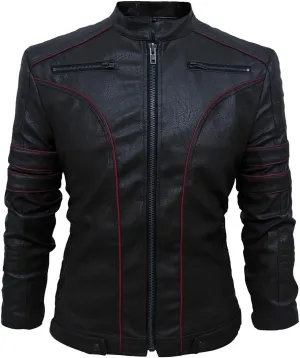 Apocrypha Mens Faux Leather Biker Coat Leather Motorcycle Jacke Bomber Jacket