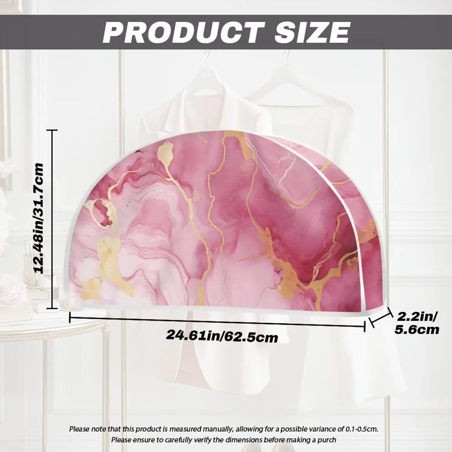 Babrukda Pink Marble Garment Bags for Storage, Clothes Garment Rack Cover for Dress, Suit, Coat, Shirts Wardrobe Clothes Protector 12.48 x 24.61 Inch Hang Up Storage Bag, Cover Only