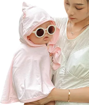 Baby Hooded Cloak Outdoor Windproof Cape Lovely Animal Ear Newborns Towel UPF50  Wearable Blanket