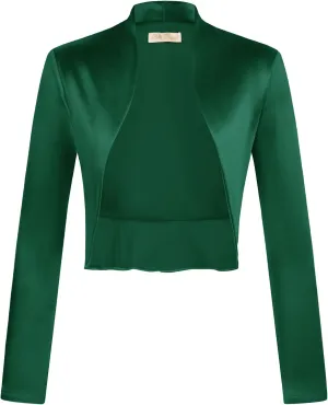 Belle Poque Women's Vintage Cropped Shrug Open Front Long Sleeve Ruffled Bolero Cardigan for Dress S-2XL