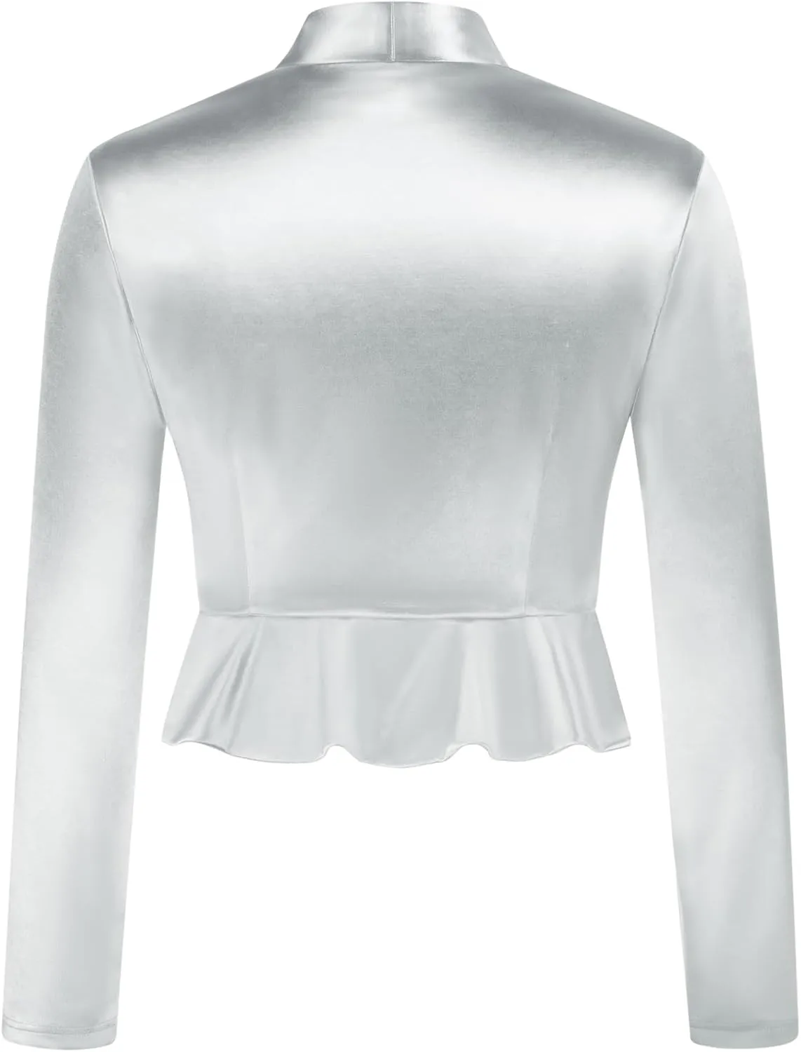 Belle Poque Women's Vintage Cropped Shrug Open Front Long Sleeve Ruffled Bolero Cardigan for Dress S-2XL