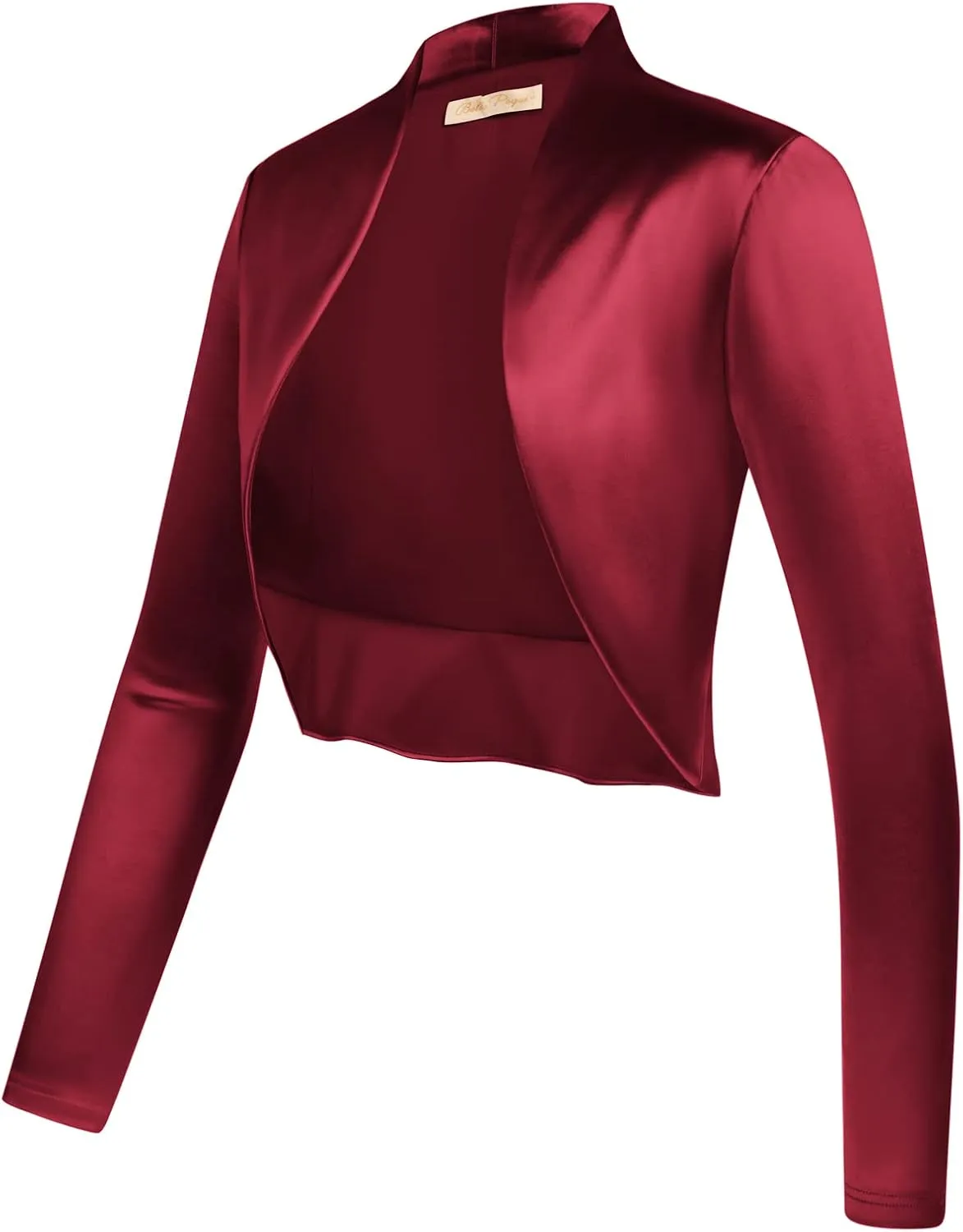 Belle Poque Women's Vintage Cropped Shrug Open Front Long Sleeve Ruffled Bolero Cardigan for Dress S-2XL