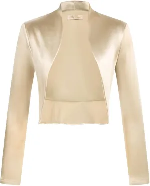 Belle Poque Women's Vintage Cropped Shrug Open Front Long Sleeve Ruffled Bolero Cardigan for Dress S-2XL