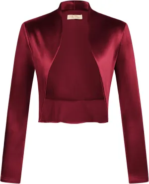 Belle Poque Women's Vintage Cropped Shrug Open Front Long Sleeve Ruffled Bolero Cardigan for Dress S-2XL