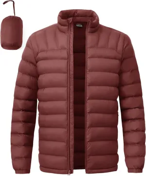 BGOWATU Men's Lightweight Packable Puffer Jacket Warm Winter Jacket for Men Down Alternative Puffy Coat