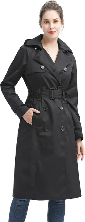 BGSD Women 3/4 Length Waterproof Hooded Trench Coat - Regular & Plus Size
