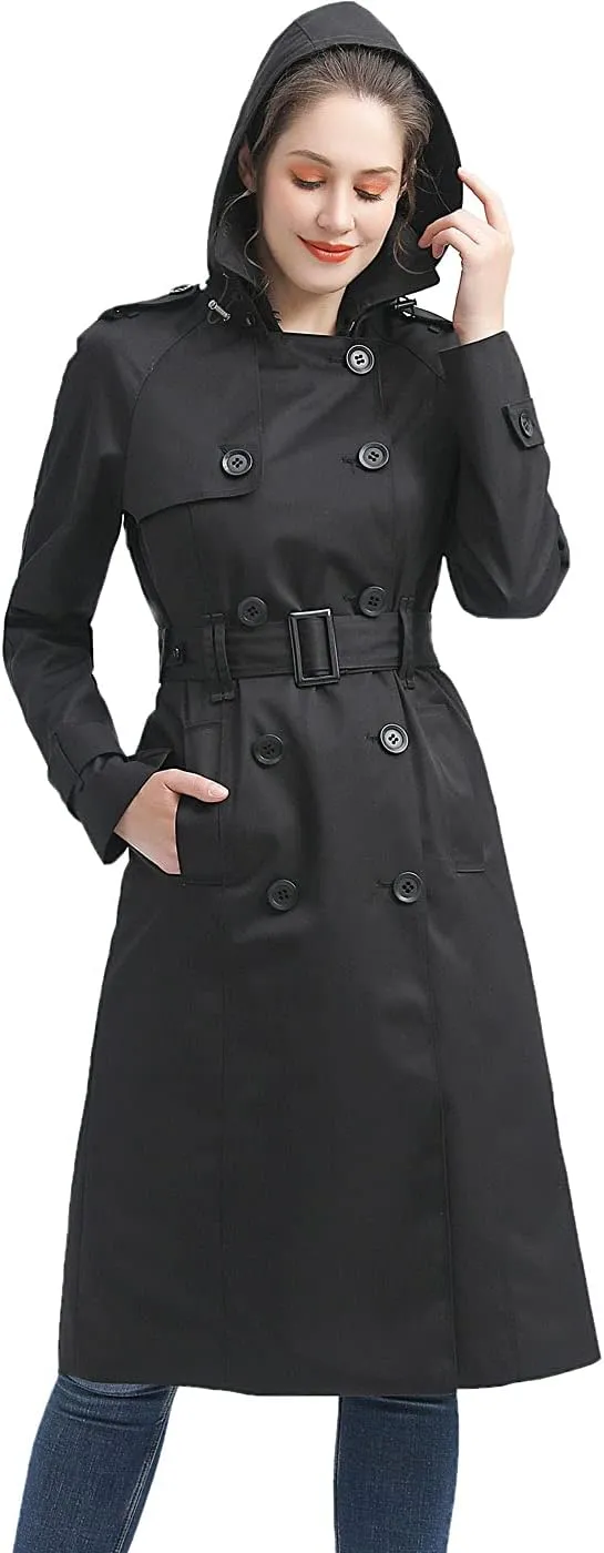 BGSD Women 3/4 Length Waterproof Hooded Trench Coat - Regular & Plus Size