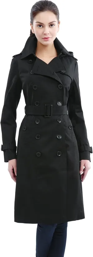 BGSD Women Chloe Waterproof Classic Hooded Long Trench Coat