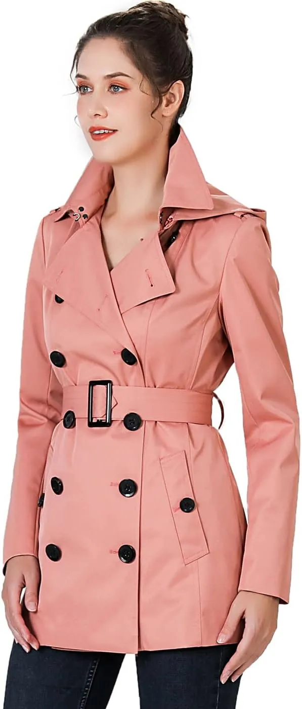 BGSD Women Evelyn Waterproof Classic Hooded Short Trench Coat