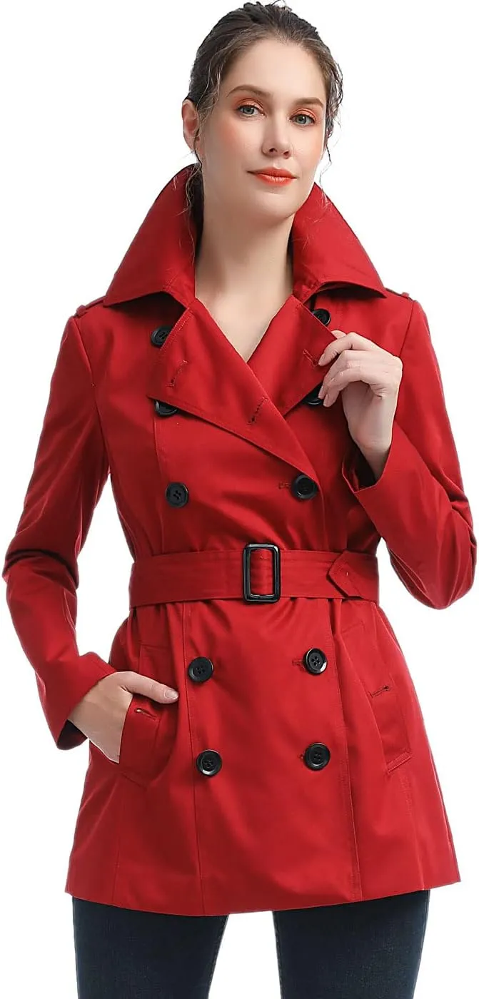 BGSD Women Evelyn Waterproof Classic Hooded Short Trench Coat