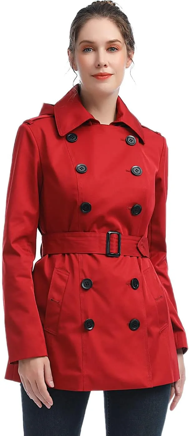 BGSD Women Evelyn Waterproof Classic Hooded Short Trench Coat