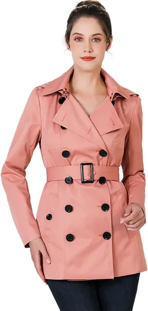BGSD Women Evelyn Waterproof Classic Hooded Short Trench Coat