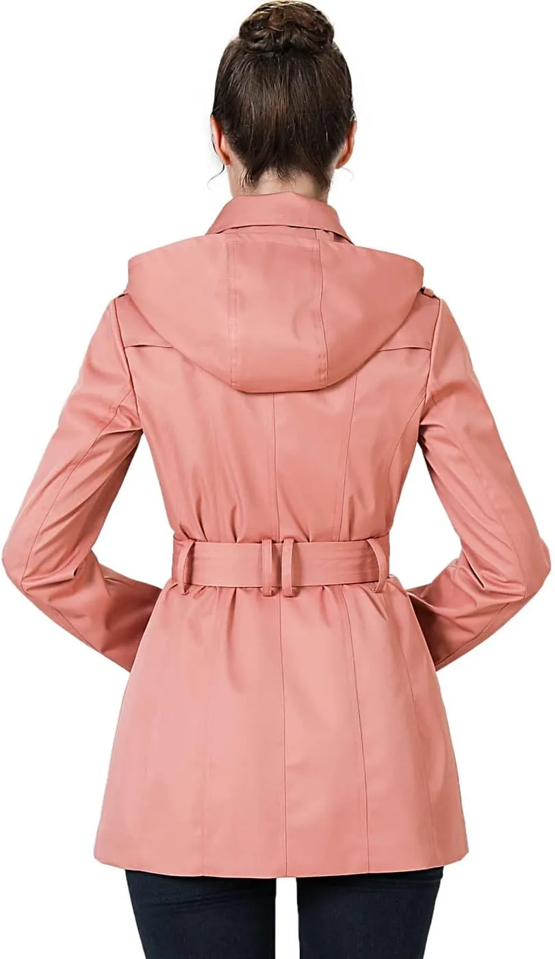 BGSD Women Evelyn Waterproof Classic Hooded Short Trench Coat