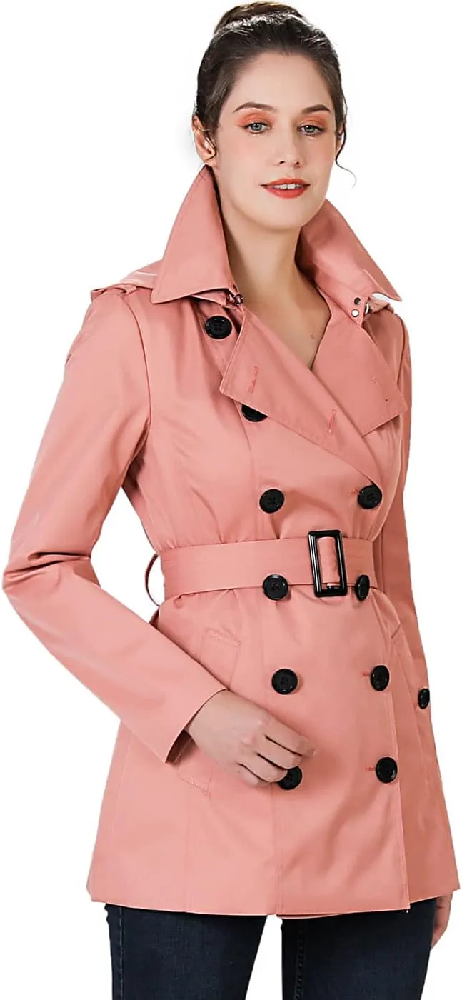BGSD Women Evelyn Waterproof Classic Hooded Short Trench Coat