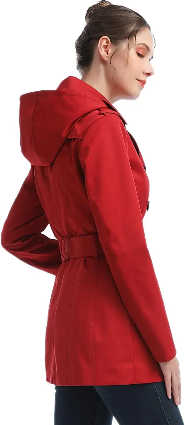 BGSD Women Evelyn Waterproof Classic Hooded Short Trench Coat
