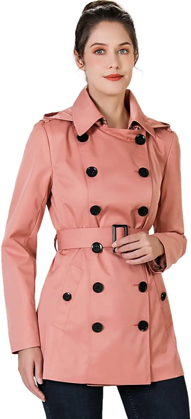 BGSD Women Evelyn Waterproof Classic Hooded Short Trench Coat