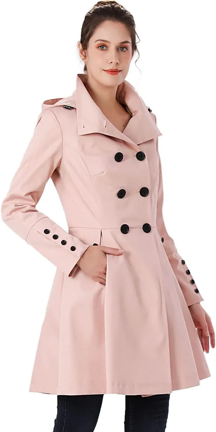 BGSD Women Kayla Waterproof Hooded Mid Length Trench Coat - Regular & Plus Size