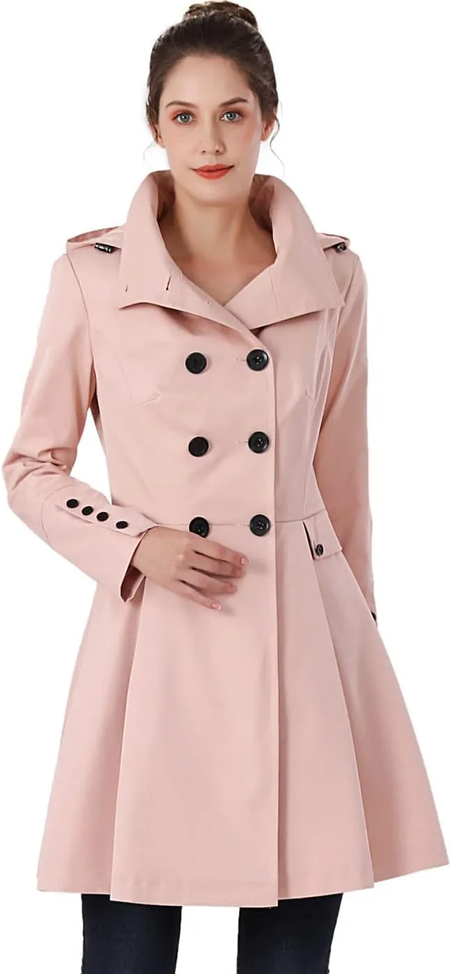 BGSD Women Kayla Waterproof Hooded Mid Length Trench Coat - Regular & Plus Size
