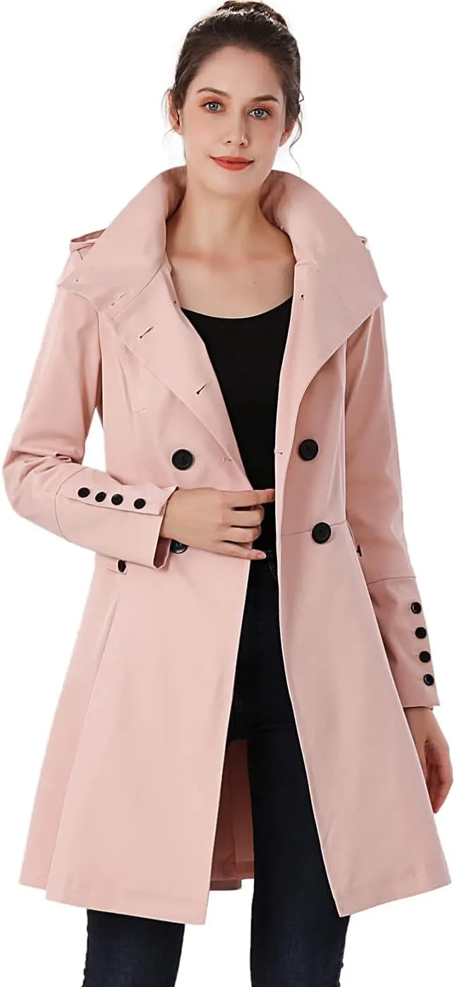 BGSD Women Kayla Waterproof Hooded Mid Length Trench Coat - Regular & Plus Size
