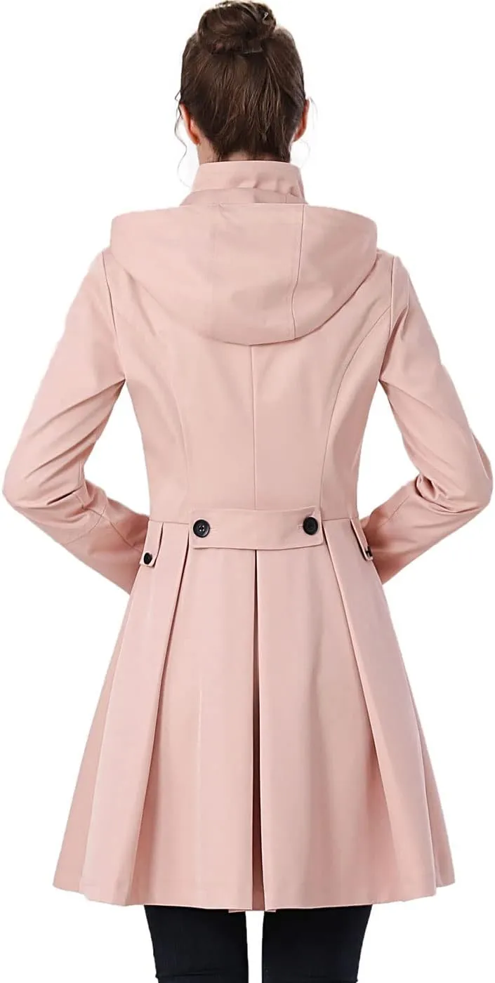 BGSD Women Kayla Waterproof Hooded Mid Length Trench Coat - Regular & Plus Size