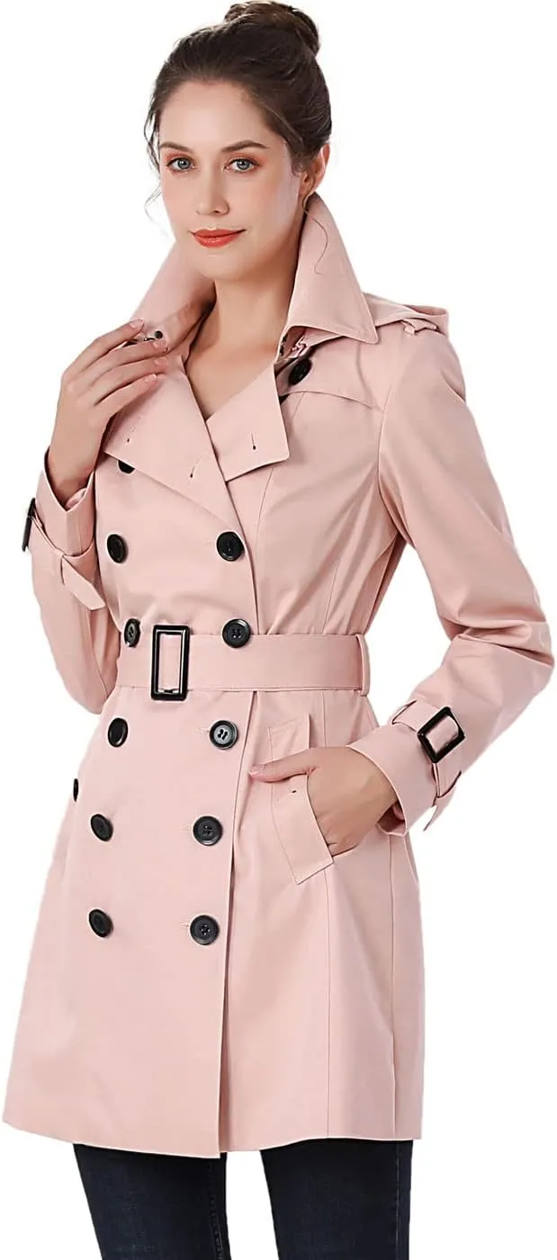 BGSD Women Leah Waterproof Hooded Mid Length Trench Coat