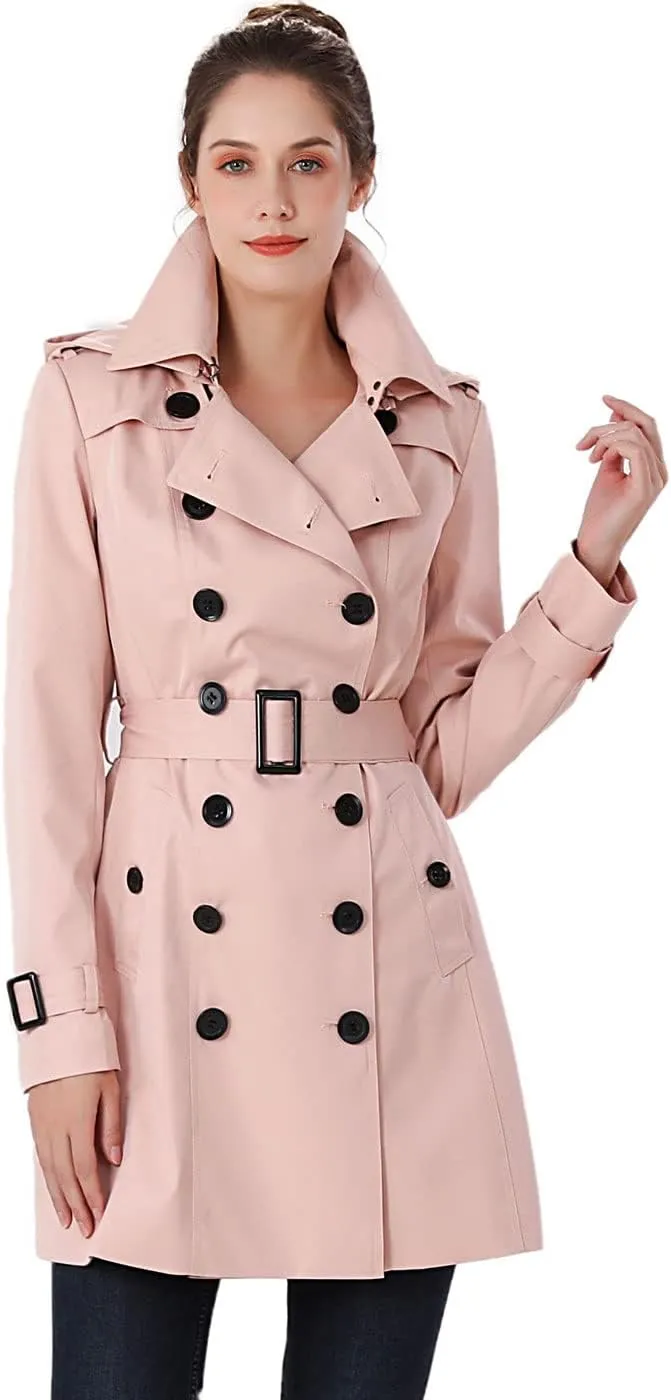 BGSD Women Leah Waterproof Hooded Mid Length Trench Coat
