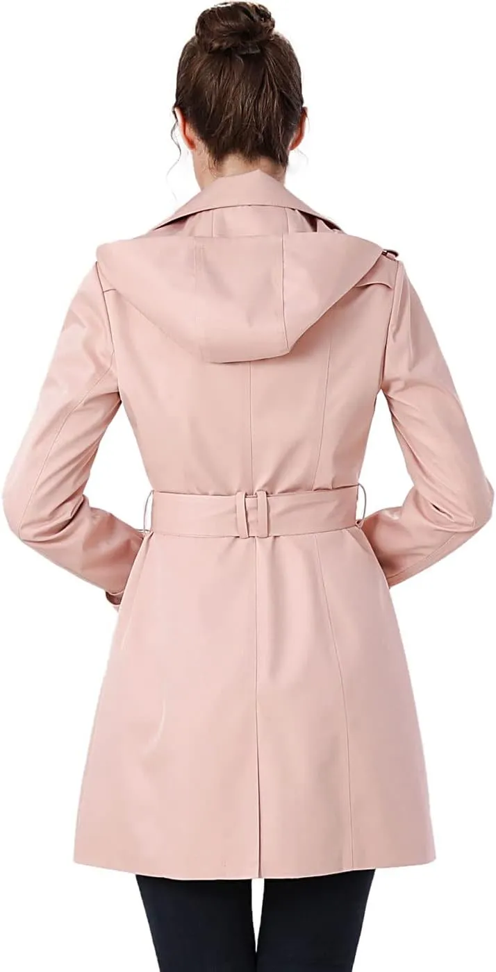 BGSD Women Leah Waterproof Hooded Mid Length Trench Coat
