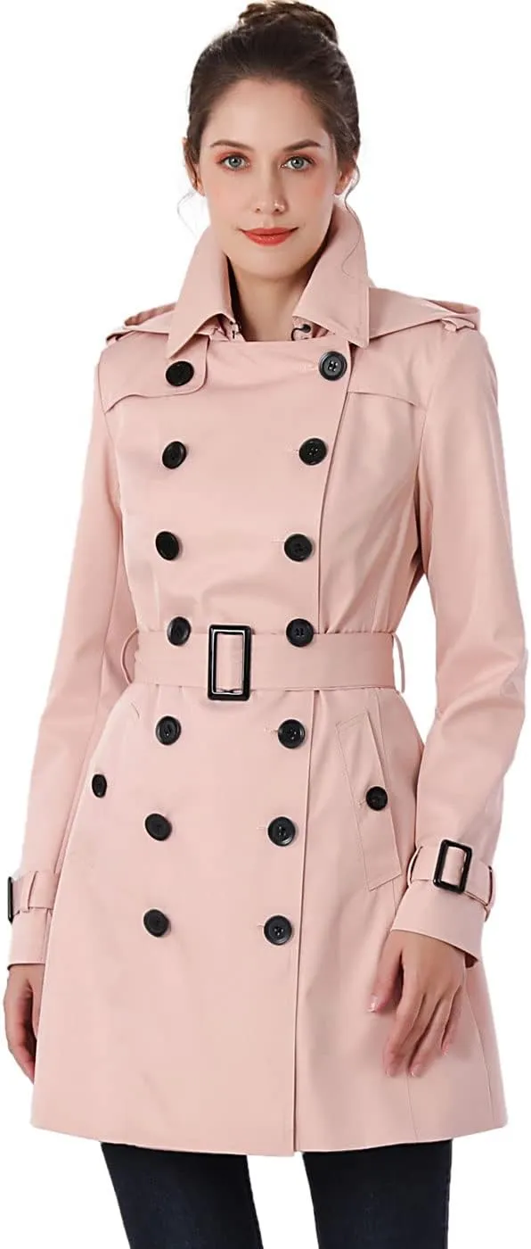 BGSD Women Leah Waterproof Hooded Mid Length Trench Coat