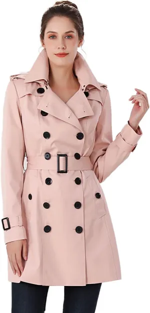 BGSD Women Leah Waterproof Hooded Mid Length Trench Coat