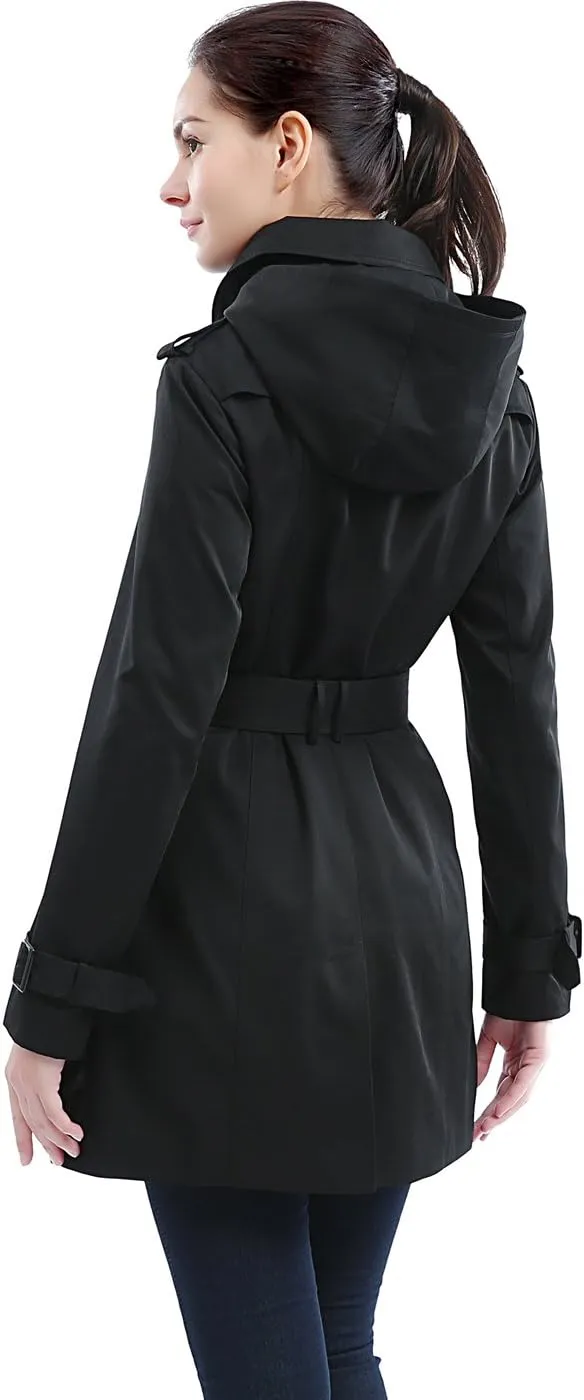 BGSD Women Madison Waterproof Hooded Mid Length Trench Coat