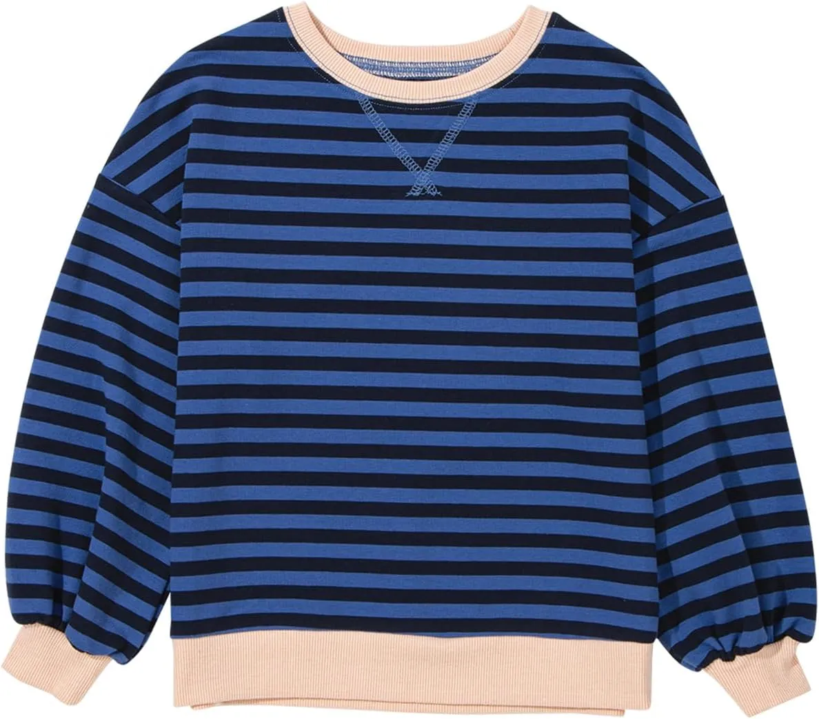 blibean Girls Cotton Long Sleeve Sweathirts Striped Color Block Tops Size 6-15 Years
