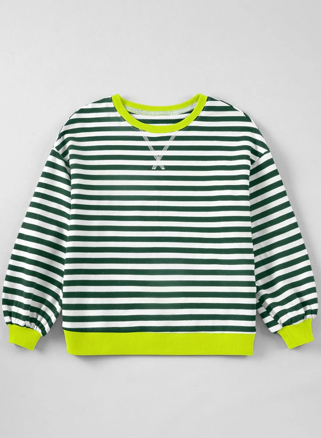 blibean Girls Cotton Long Sleeve Sweathirts Striped Color Block Tops Size 6-15 Years
