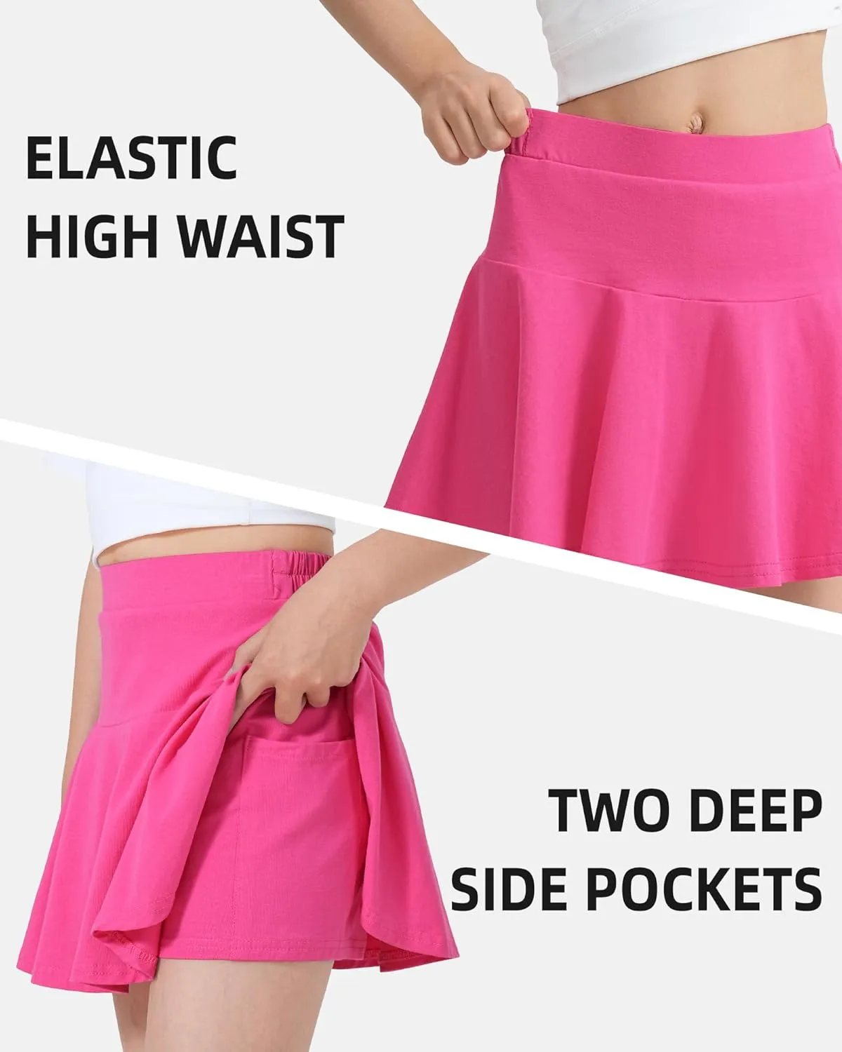 BOOPH 2 Pack Little Girls Athletic Uniform Skorts French Tennis Golf Skirts with Shorts for Toddler