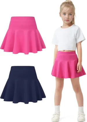 BOOPH 2 Pack Little Girls Athletic Uniform Skorts French Tennis Golf Skirts with Shorts for Toddler