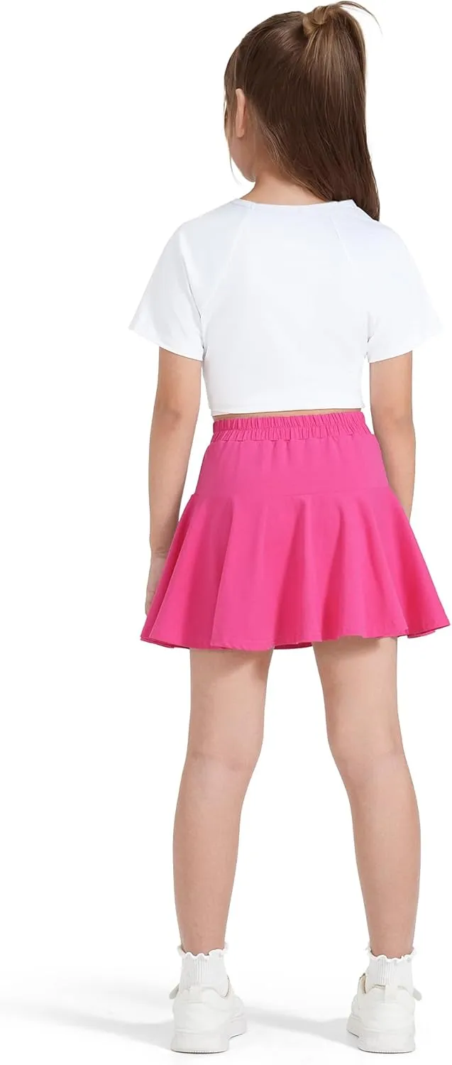 BOOPH 2 Pack Little Girls Athletic Uniform Skorts French Tennis Golf Skirts with Shorts for Toddler